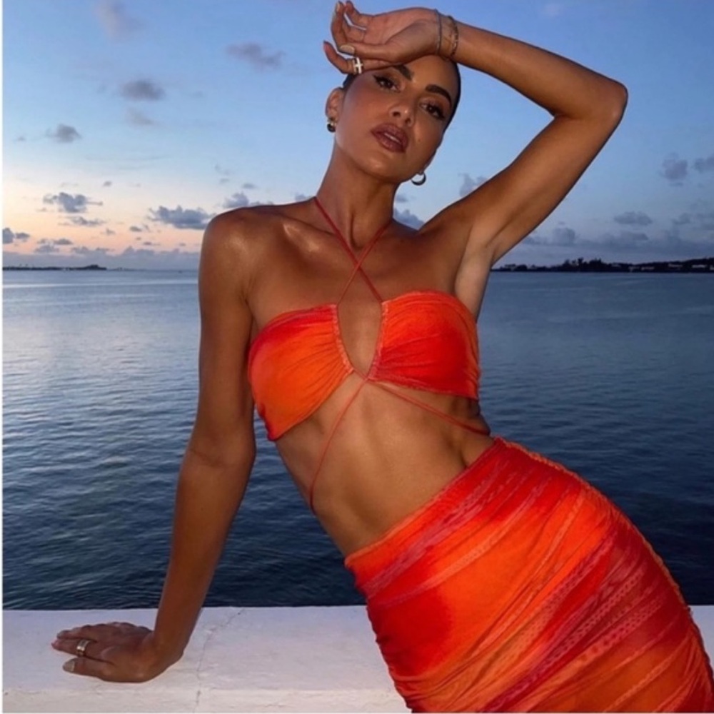 Camila Coelho Vibrant Orange Skirt
